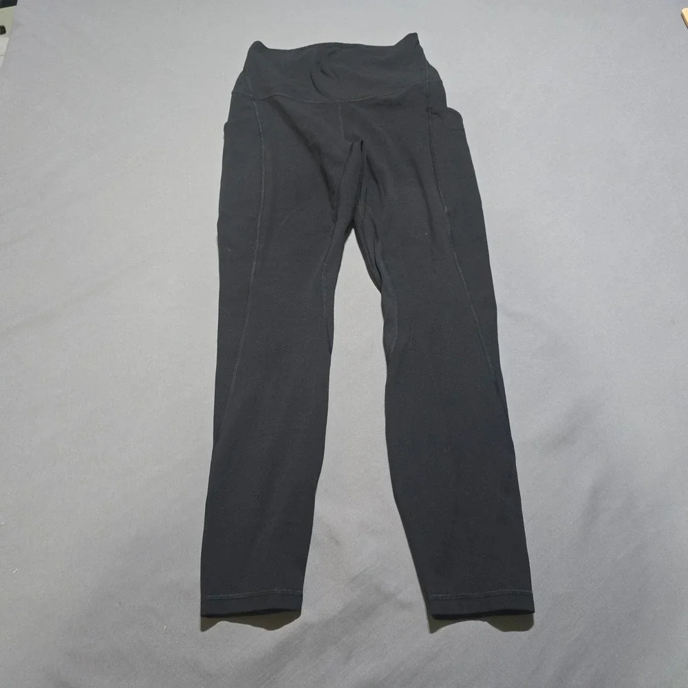 Lululemon Fast and Free Leggings Womens 6 Black High Rise Cropped LW5DCES